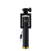 Compact selfie stick for smartphones with aux wire