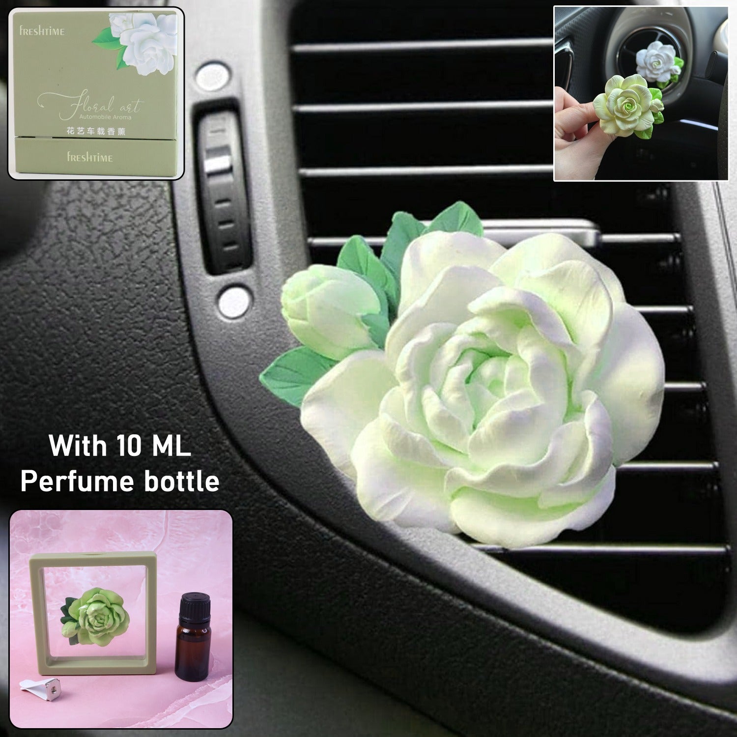 Rose-shaped car air freshener clip on AC vent