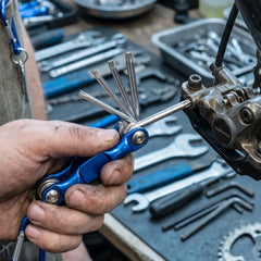 foldable cycling multi tool with hex keys extended
