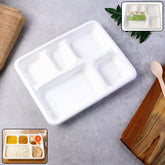 5-Compartment Rectangle Lunch Compostable Bagasse Plate – 10 Pcs Pack