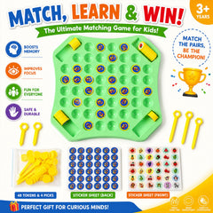 Child's hand playing the Flip & Match memory game
