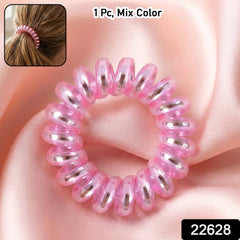 Soft Stretchable Telephone Wire Style Hair Bands Set (1 Pc, Mix Color)