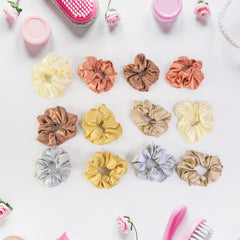 Stretchy satin hair ties with smooth fabric texture