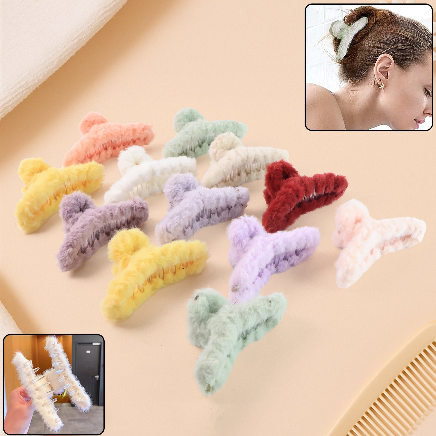 Fashion Fur Hair Clutcher Clips