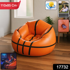 Front view of the comfortable inflatable ball chair, showcasing its unique spherical design.