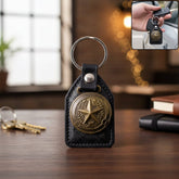 Premium Leather Finish Metal Star Emblem Keychain (1 Pc)