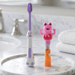Kids Cartoon Spring Frog toothbrush soft bristles close-up