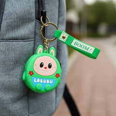 Cartoon coin pouch attached to a keyring