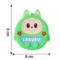 Cartoon coin pouch with dimensions overlaid