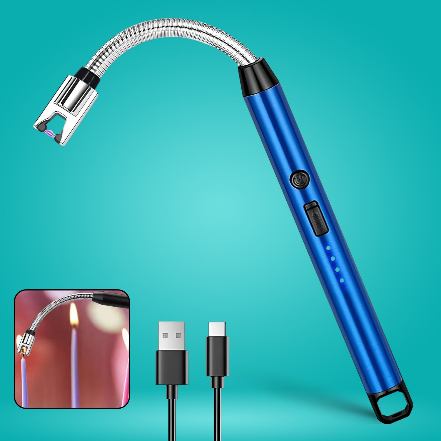 Flameless Rechargeable USB Electric Arc Lighter with Flexible Neck