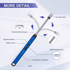 Long Neck Metal USB Rechargeable Electric Arc Lighter