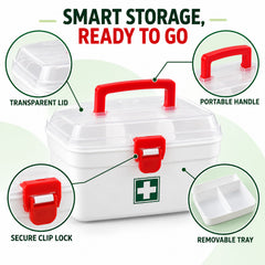 Medical Storage Box with Detachable Tray & Handle