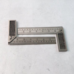 Two-Piece Metal Try Square Ruler Set Showing Measurements