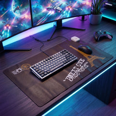 Heated mouse pad on a modern desk setup with a monitor.