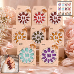 Premium Long Coffin Press-On False Nail with 3D Embellishments (1 Pc)