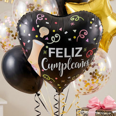 Black foil balloon party decor