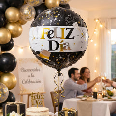 Black gold foil balloon hanging