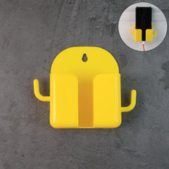 Wall-mount mobile stand with hook holding a phone