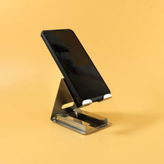 Metal mobile phone stand holder angled view