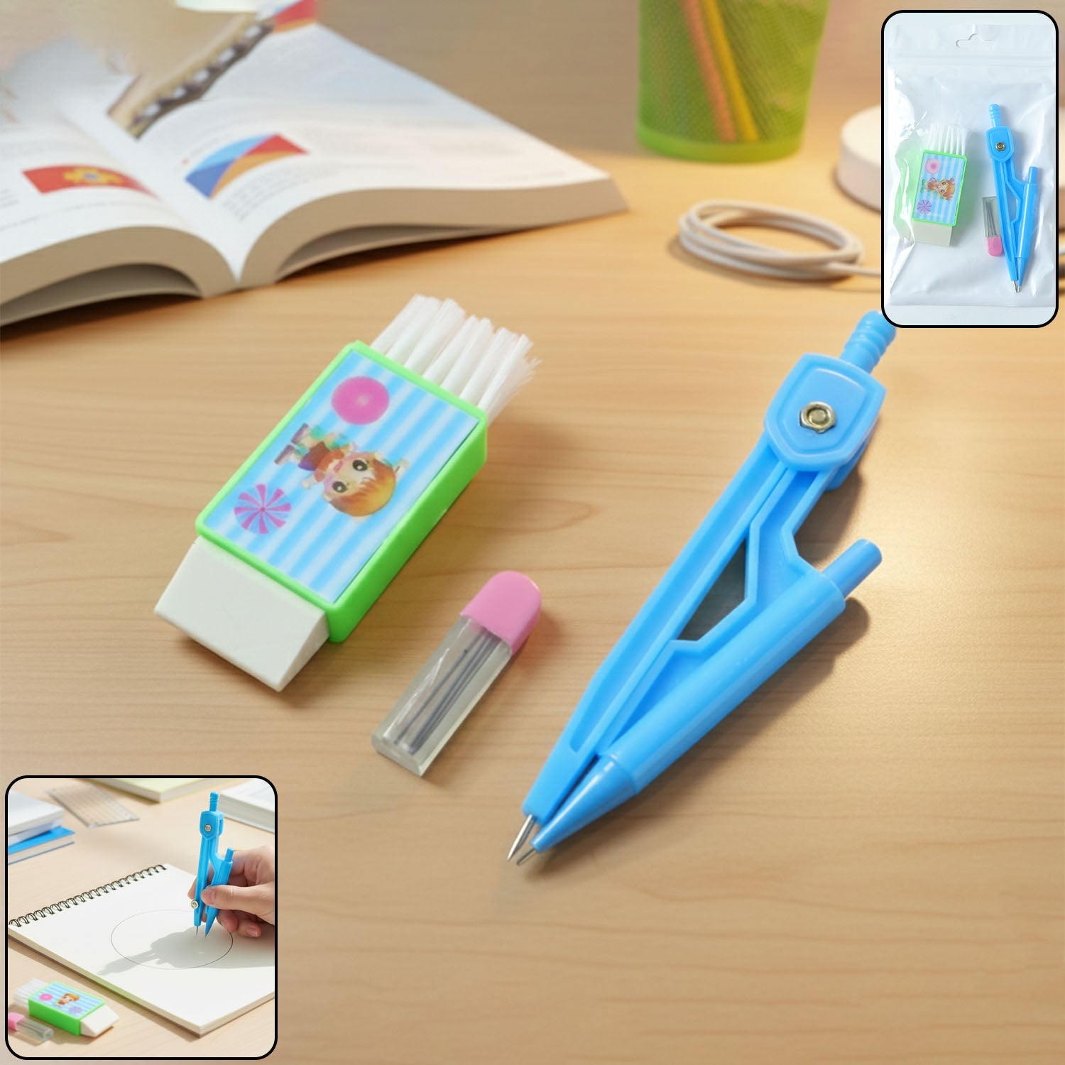 Premium Kids Plastic Geometry Compass Set