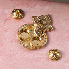 Traditional Golden Lord Ganesha Kumkum Dish (1 Pc)