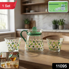 Complete tea serving set with pot and cups