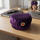 Premium Soft Velvet Traditional Boys Cap with Stone Brooch front view