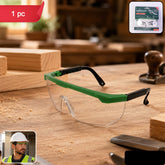 Protective eyewear with adjustable temples and clear lens