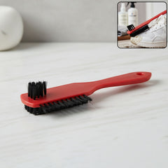 Multipurpose dual-sided shoe cleaning brush with ergonomic handle