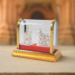 Decorative Kamdhenu Cow with Calf and Tulsi Plant Idol Set