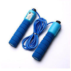 Person exercising with a digital counting skipping rope.