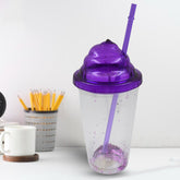 Creative plastic cold drink tumbler with lid and straw in mix colors
