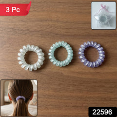 Soft Stretchable Glitter Spiral Coil Hair Bands Set 3 Pc