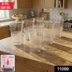 Six Janta glasses for water and juice on a kitchen counter