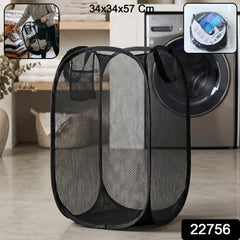 Collapsible Mesh Laundry Hamper Portable Clothes Storage Basket(1 Pc,34x34x57cm)
