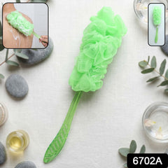 Bath loofah brush with soft mesh sponge and ergonomic grip