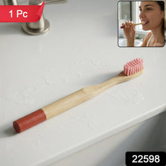 Bamboo toothbrush with soft bristles front view