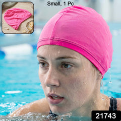 Pink silicone swim cap