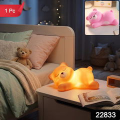 Sleeping bear silicone night lamp with soft LED glow for children