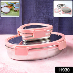 Ganesh Classy Oval and Triangle Stainless Steel Containers with Clip-lock Lids