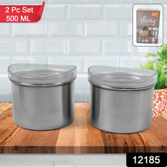 Set of two 500ml stainless steel food storage containers