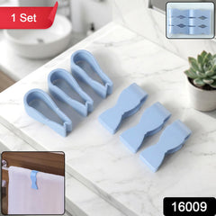 Close-up of 6 colorful towel clips