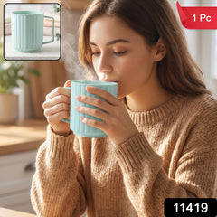 Durable plastic mug with sturdy grip handle, 1 piece