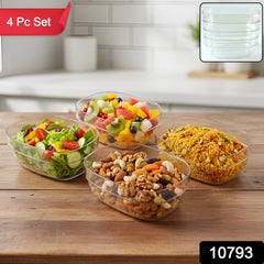 Snack bowl set with clear bowls filled with snacks