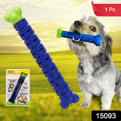 Dog chewing on dental toothbrush toy