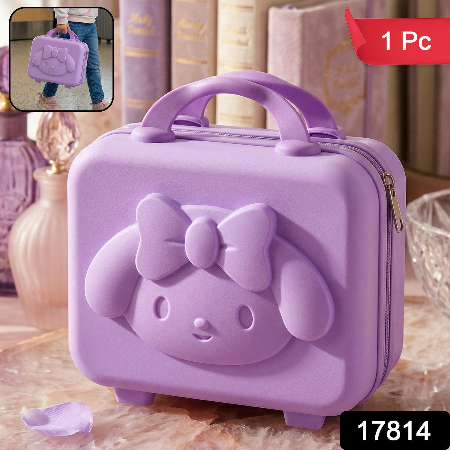 Kids Bear-Shaped Hard Shell Carry Case with handle and embossed bear face