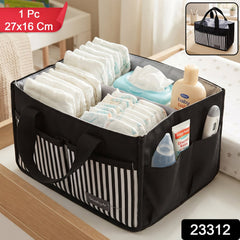 The black and white striped organizer bag (1 Pc) is shown with its dimensions 27x16 Cm and product number 23312.