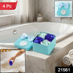 Luxury Rose Flower Bath Soap Gift Set with Storage Box 4 Pc