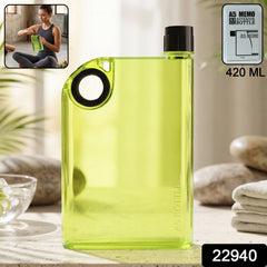 A5 Memo Notebook Shape Water Bottle 420 ML Slim Flat Portable (1 Pc)