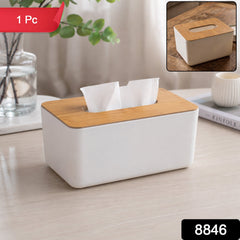 Bamboo Tissue Box Holder - Rectangular Paper Towel Dispenser